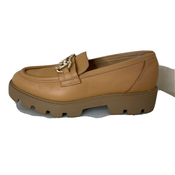 Gem’s Vera Pelle Chunky Lug Sole Tan Leather Shoes Wedge Loafers Women Sz 8 / 39 - Picture 4 of 11